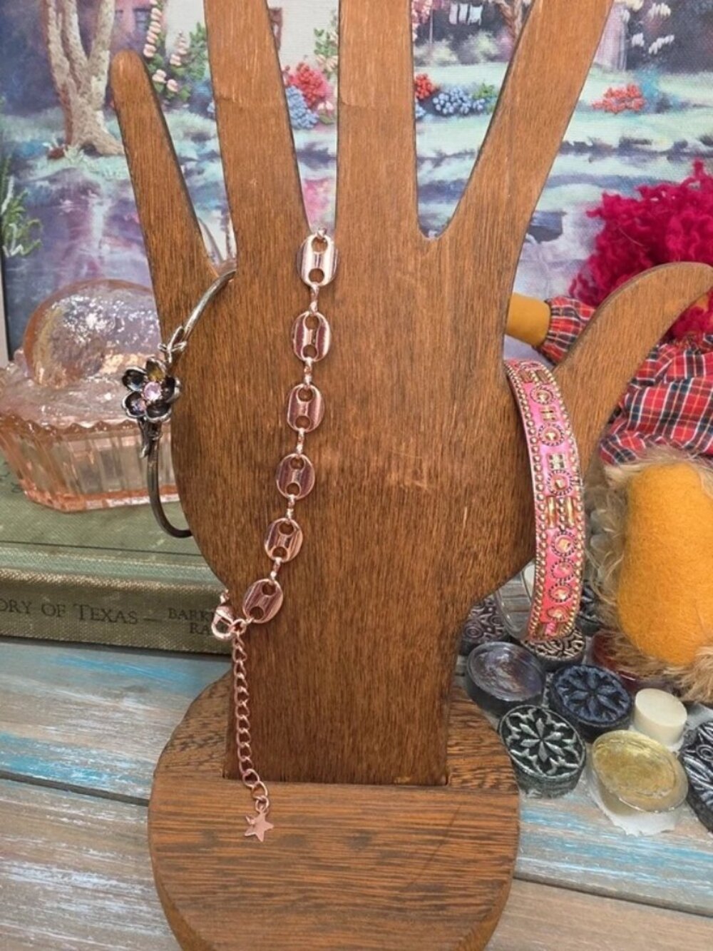 Lot of 3 Rose Gold Pink Stacker Fashion Bracelets BoHo Hippie